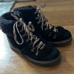 See by Chloe Black Shearling Eileen Boot, 36